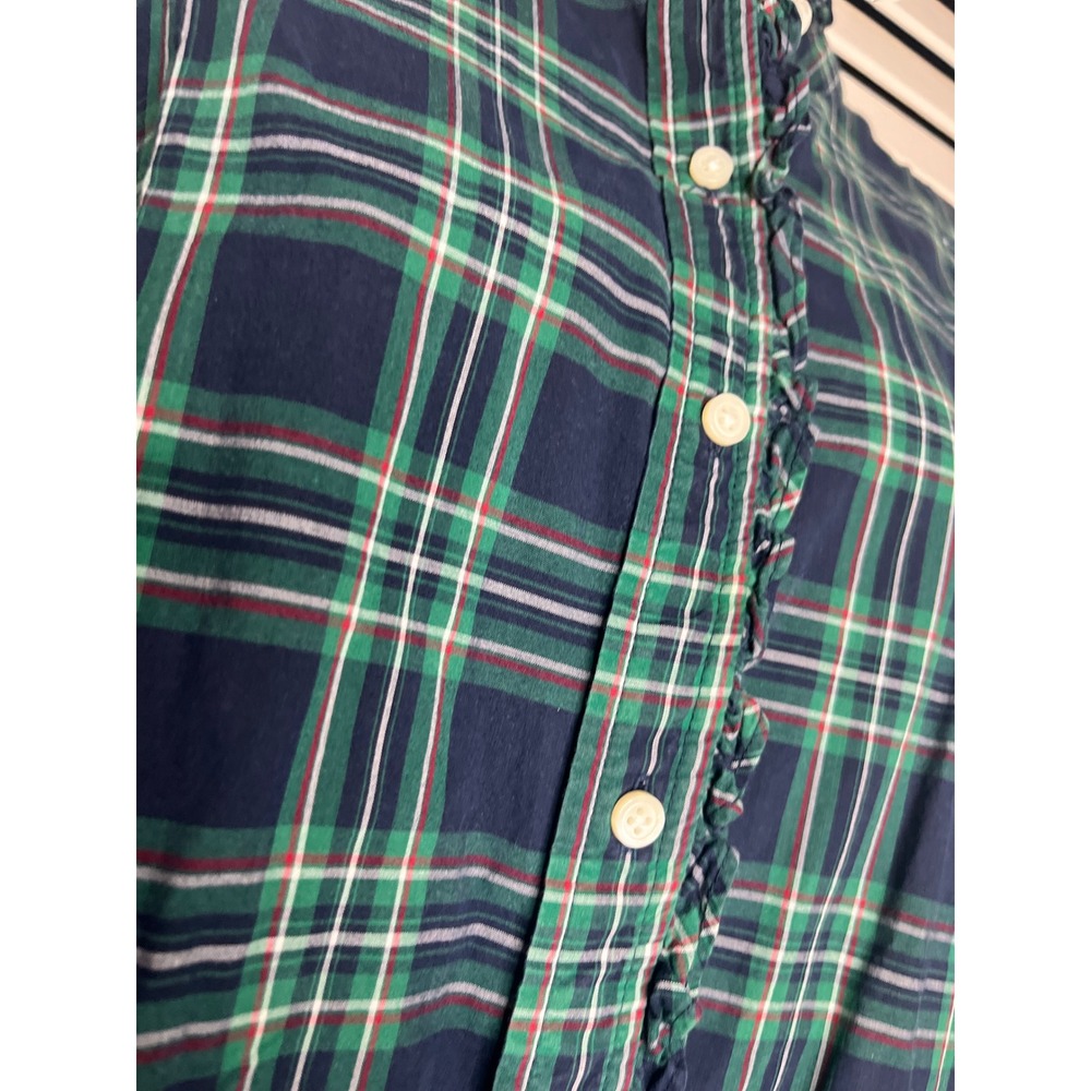 Talbots Woman Plaid Ruffle Neck Long Sleeve Button Up Shirt Blouse Top 20W - Picture 2 of 5
